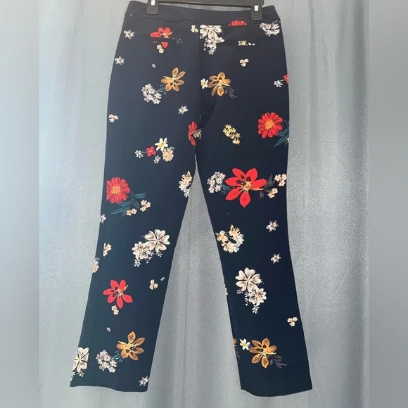 Cynthia Rowley Navy Floral Trousers - Picture 2 of 7